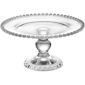 Luxshiny Round Decorative Serving Tray: 7.67'' Crystal Glass Fruit Plate Dessert Tray Cake Display Stand Fruit Serving Platter for Parties Weddings and Home Decor