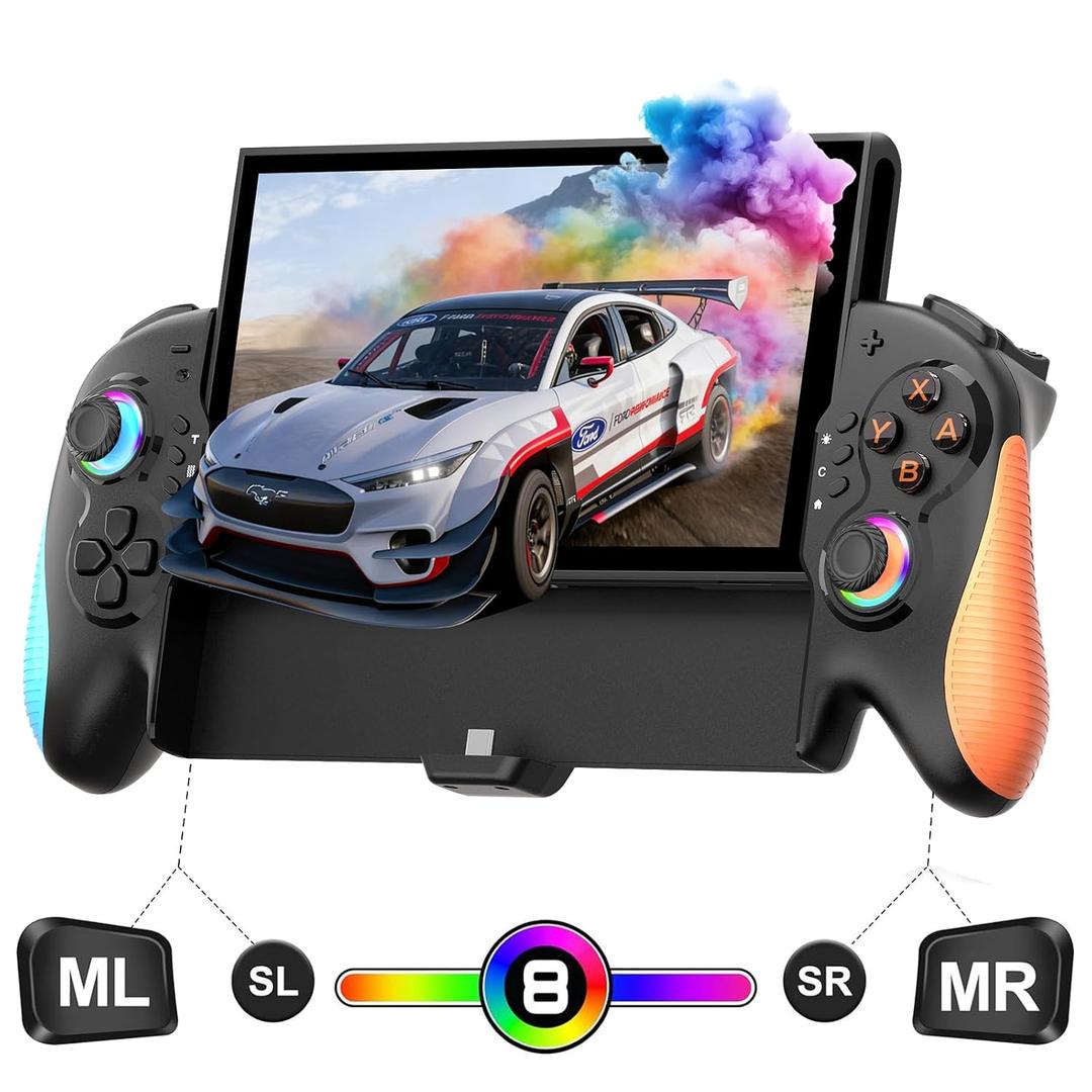 Saitake Switch 2 Controller, Ergonomically Designed Replacement for Switch 2 Pro Controller with 9-Axis Gyro, Native C-Key Chat Function, RGB Lighting, Turbo, Macros and Other Features