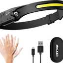 Rechargeable LED Headlamp, 230 Illumination Headlight with Motion Sensor, Lightweight, Weatherproof, 2 Light Source Head Lamp Flashlight for Camping, Hiking, Running, Outdoor - Adults and Kids (1 Pack)