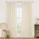 LAMIT Natural Beige Linen Curtains 84 inch Long 2 Panels, Soft Thick Linen Blended Light Filtering Living Room Panels Rod Pocket Neutral Drapes for Bedroom/Farmhouse, 52 x 84 Inch