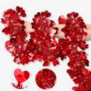 Valentines Day Garland Decor 50FT Red Heart Tinsel Garland Metallic Hanging Garlands Glitter Streamers Valentines Day Decorations for Home Mantel Table Indoor Outdoor Galentines Party Romantic Decor