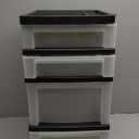 IRIS USA Plastic Drawer Storage Organizer Rolling Cart, with Wheels Casters, 4-Drawers, for Classroom Art Craft Supplies Dresser Closet Bathroom Laundry Room, Black/Pearl