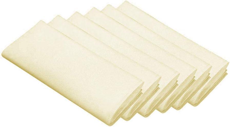 Surmente 20-Inch Polyester Cloth Napkins Linen Dinner Napkins - Set of 12 for Weddings, Banquets, or Restaurants (1-Dozen) (Ivory)