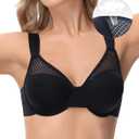 Minimizer Bras for Women Full Coverage Plus Size T-Shirt Bra with Underwire Support for Heavy Breast (Black)