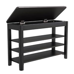 IUNVR Shoe Rack Bench Seat Rubberwood 3-Tier Wooden Storage Bench 550lbs Compact Mid-Century Modern Design for Entryway, Hallway, Closet, Front Door Entrance, Foyer 31.5"W x 11.8"D x 20.5"H