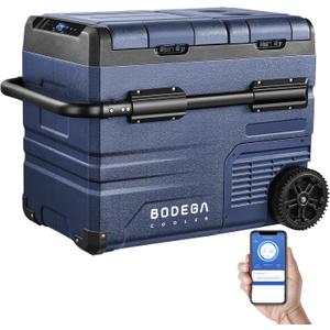 BODEGA BODEGACOOLER 12V Portable Refrigerator,48 Quart(45L) Car Fridge,RV Car Refrigerator,Portable Fridge Freezer, -4-68 Cooler APP Control 12/24V DC and 100-240V AC for Car,Travel(2 Doors) (Blue)