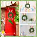 Suncalla 19 inch Easter Bunny Wreath for Front Door Artificial Bunny Wreath with Bow Faux Boxwood Bush Plants Rabbit Spring Door Wreaths for Home Indoor Outdoor Window Wall Party Decor