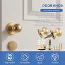 Gold Door Knobs Interior, Satin Brass Door Knobs for Bedroom and Bathroom, Privacy Door Knob with No Lock, Modern Round Ball Door Handle, Heavy Duty Stainless Steel, Keyless Locking, 1 Pack