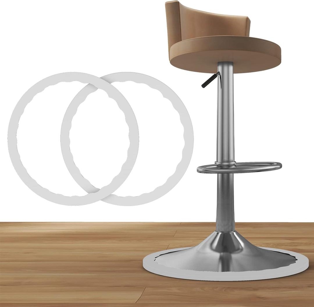 2 Pack Bar Stools Leg Protectors Ring, Non Slip Silicone Chair Leg Floor Protector, Pads Bottom Protect Wooden Floor No Scratches No Noise Anti-Slip, Stretchable Fits 16.5" to 18.5" Chair Base, Gray