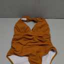 AI'MAGE Bathing Suit for Women Tummy Control Women's Sexy One Piece Swimsuit Adjustable Halter V Neck Swimwear for Women 2025 (Light Brown) M