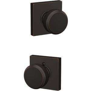 Schlage F10 BWE 716 COL Bowery Knob with Collins Trim Hall & Closet Passage Door Lock, Aged Bronze