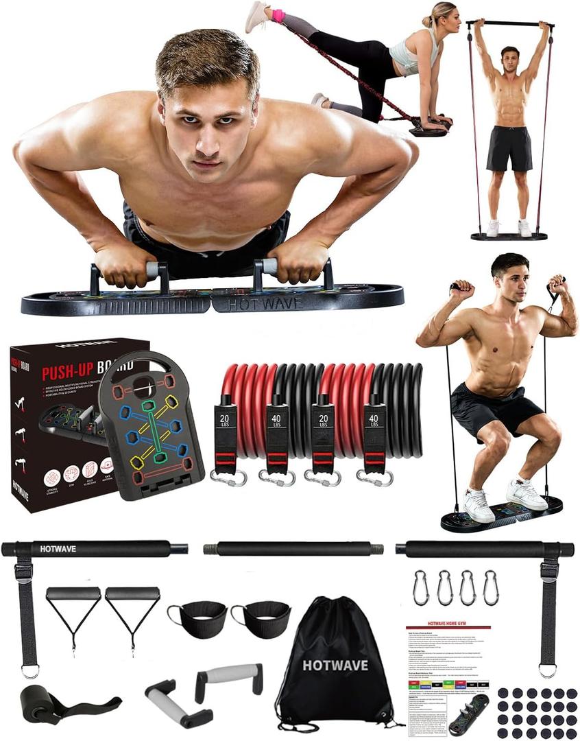 HOTWAVE Push Up Board Fitness, Portable Foldable 20 in 1 Push Up Bar at Home Gym, Pushup Handles for Floor. Professional Strength Training Equipment For Man and Women (Black 3)
