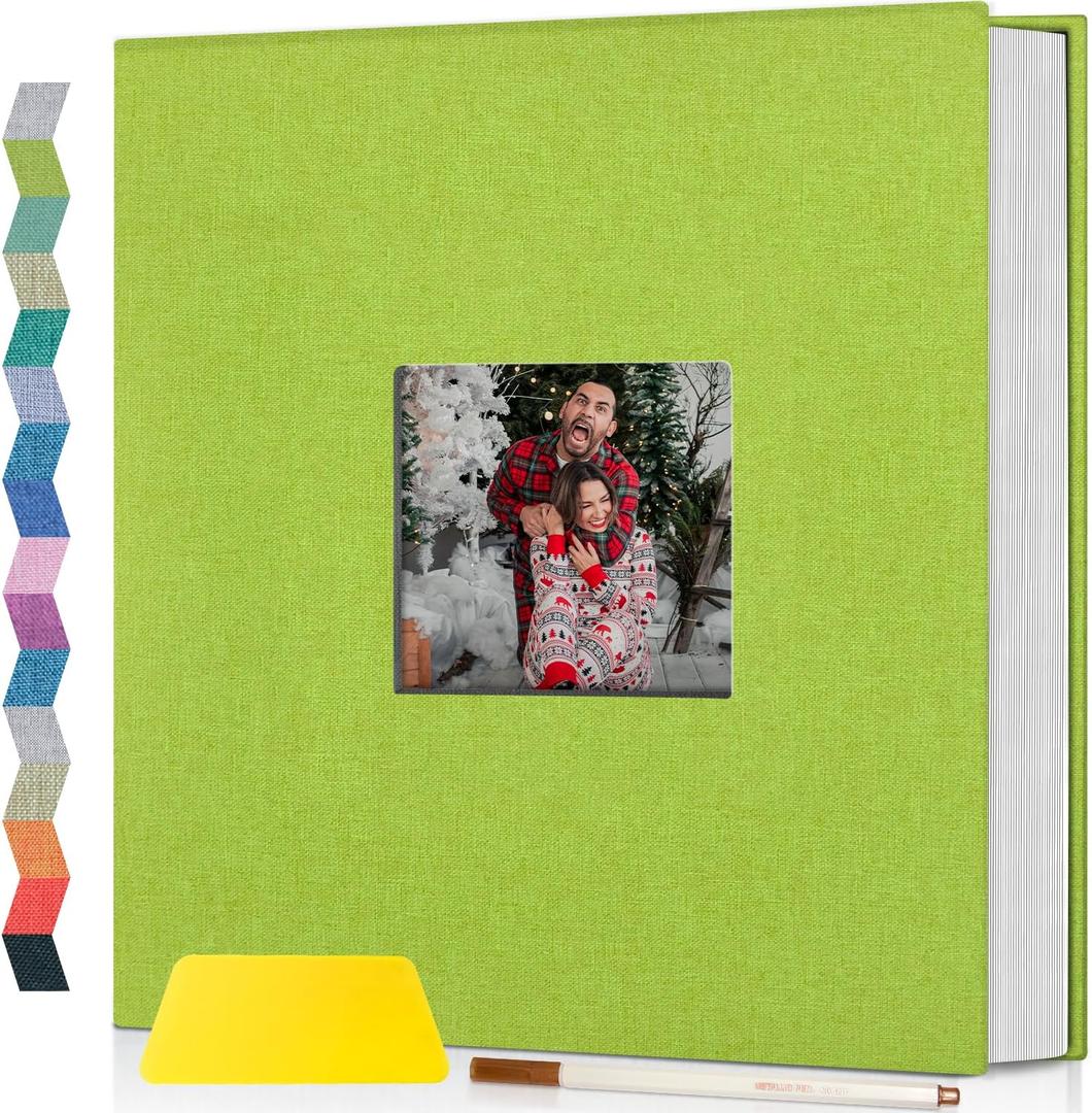 popotop Photo Album Self Adhesive with Picture Display Window,40 Pages DIY Scrapbooking Supplies Kit for 4x6 8x10 Picture,Linen Cover Memory Book for Baby Wedding, with Scraper and Metallic Pen (Grass green) popotop Photo Album Self Adhesive with Picture Display Window,40 Pages DIY Scrapbooking Supplies Kit for 4x6 8x10 Picture,Linen Cover Memory Book for Baby Wedding, with Scraper and Metallic Pen (Grass green)