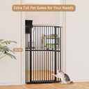 Extra Tall Cat Gate 55.1" for Doorways, 30.1-33.8" Wide High Pressure Mounted Baby Dog Pet Gate for Stairs, 1.37" Gap No Drilling Auto Close for Hallways/Kitchen, Black