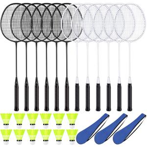12 Pack Badminton Rackets Set Including Badminton Racquets, Nylon Shuttlecocks and Carry Bag for Outdoor Backyard Games Beginners