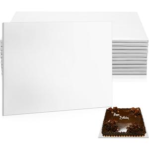Affrolling 10 Pack 18.5 x 26 Inch Full Sheet Rectangle Cake Drum Board 1/2 Inch Thick Rectangular Cake Board Greaseproof Foil Corrugated Base for Desserts Display, White