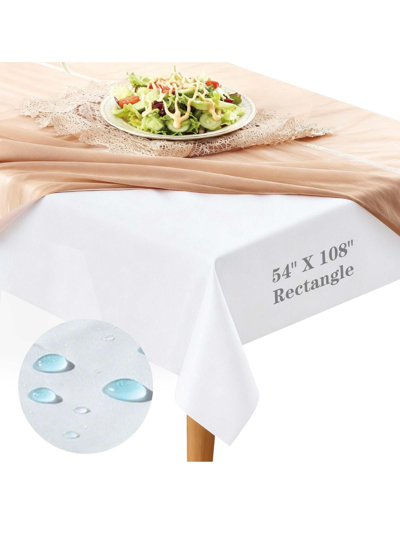 Table Pad Protector with Flannel Backing Cut to Fit Waterproof Heat Resistant Heavy-Duty Reusable Table Cloth 54" x 108" Rectangle Vinyl Table Padding Under Tablecloth