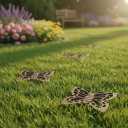 Comfy Hour 11" Vintage Brown Butterfly Duo Stepping Stones, Rustic Antique Figurine Style Home Decor, Heavy Duty Metal Garden Pathway Paver (Set of 2)