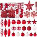 100ct Christmas Ball Ornaments Set - Assorted Shatterproof Hanging Tree Ornament Set with Reusable Hand-held Gift Package for Xmas Tree Holiday Party and Home Decor (Red)