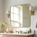 ANDY STAR Gold Bathroom Mirrors for Over Sink, 30x30 InchBrushed Gold Wall Mirror, Rectangular Metal Framed Vanity Mirror -Modern Clean Design with Superior Stainless Steel Frame