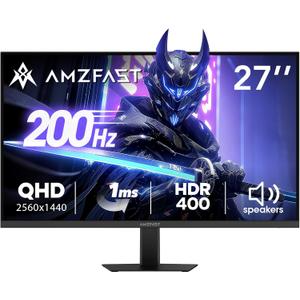 Amzfast 27 Inch 200Hz WQHD (2560 x 1440) Fast IPS Gaming Monitor, Built-in Speakers, 1ms G-SYNC Compatible, HDR400, 132% sRGB, 96% DCI-P3, VESA 100x100, HDMI 2.0 x 2 & DP 1.4 x 2, AMZG27F5Q