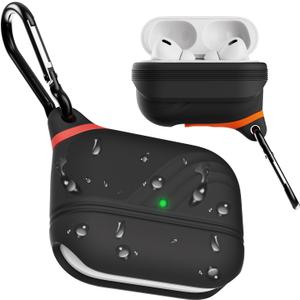 for AirPods Pro 3 Case Silicone - Waterproof, Shockproof, Drop Protection, Textured Design, Wireless Charging Supported, One-Piece Folding Design with Carabiner for Apple AirPods Pro 3rd Gen - Black
