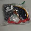 6 Pcs Pirate Costume Accessory Set, Black Captain Hat with Skull Emblem, Red Headband, Eyepatch & Hook Props for Halloween Theme Party