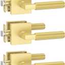 Amerdeco 3 Pack Brushed Gold Passage Door Handles,Heavy Duty Non-Locking Door Lever for Hall, Closet,Office Area, Shopping Malls AM0021