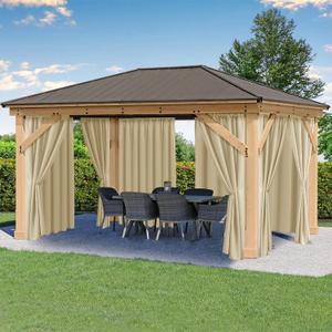 HolidayIdeas Outdoor Patio Curtains Waterproof with Rod Pocket 6 Panels 110x95 Inch- Weatherproof Balcony Outdoor Curtains for Apartments,Porch, Gazebo, Pergola, Sliding Glass Door, Cream