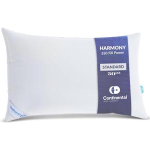 Continental Bedding | Harmony White Down Pillow | 550 Fill Power | 400 Thread Count Cotton Cover | Made in USA | King, Medium