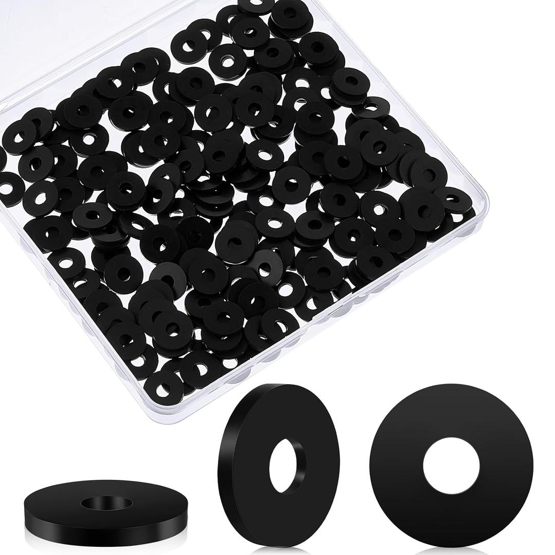 Fabbay 400 Pcs Oil Resistant Neoprene Rubber Washers 1/2 OD x 3/16 ID x 1/16 Inch Thickness Small Rubber Gasket Sealing Washers for Screwsrill Cleaning
