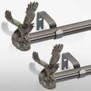 Bronze Decorative Curtain Rods for Windows:66-120" Adjustable Farmhouse Curtain Rod for Bedroom Living Room,Heavy Duty Rustic Drapery Rods with Eagle Finials Easy Install,Antique Bronze 2 Pack