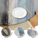 Wood Grain 48 Inch Round Fitted Cloth Tablecloth with Elastic Edged, Waterproof Oil Proof Wipeable Table Cover for Indoor Outdoor Patio Table, Fits Round Tables Up to 46" - 50" Diameter