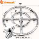 18 Inch Round Fire Pit Ring Burner for Natural Gas & Propane Fire Pit Replacement Parts, 304 Stainless Steel Firepit Round Burner Insert for Indoor & Outdoor, High Flame, BTU 147,000 Max.