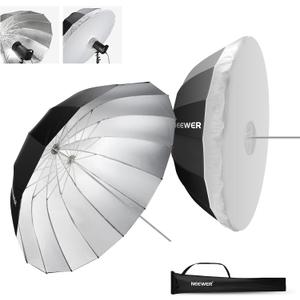 NEEWER 51"/130cm Parabolic Reflective Umbrella Photography with Silver Inner, Soft Lighting with Diffuser Cover, Bag, Quick Fold for Camera Photo Studio Video Light Shooting Monolight Flash, NS2U
