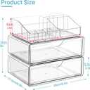 Vtopmart 3 Tier Clear Makeup Organizer with Drawer, Cosmetic Storage for Dresser Countertop and Bathroom Vanity, Beauty Holder for Lipstick Brush Skincare