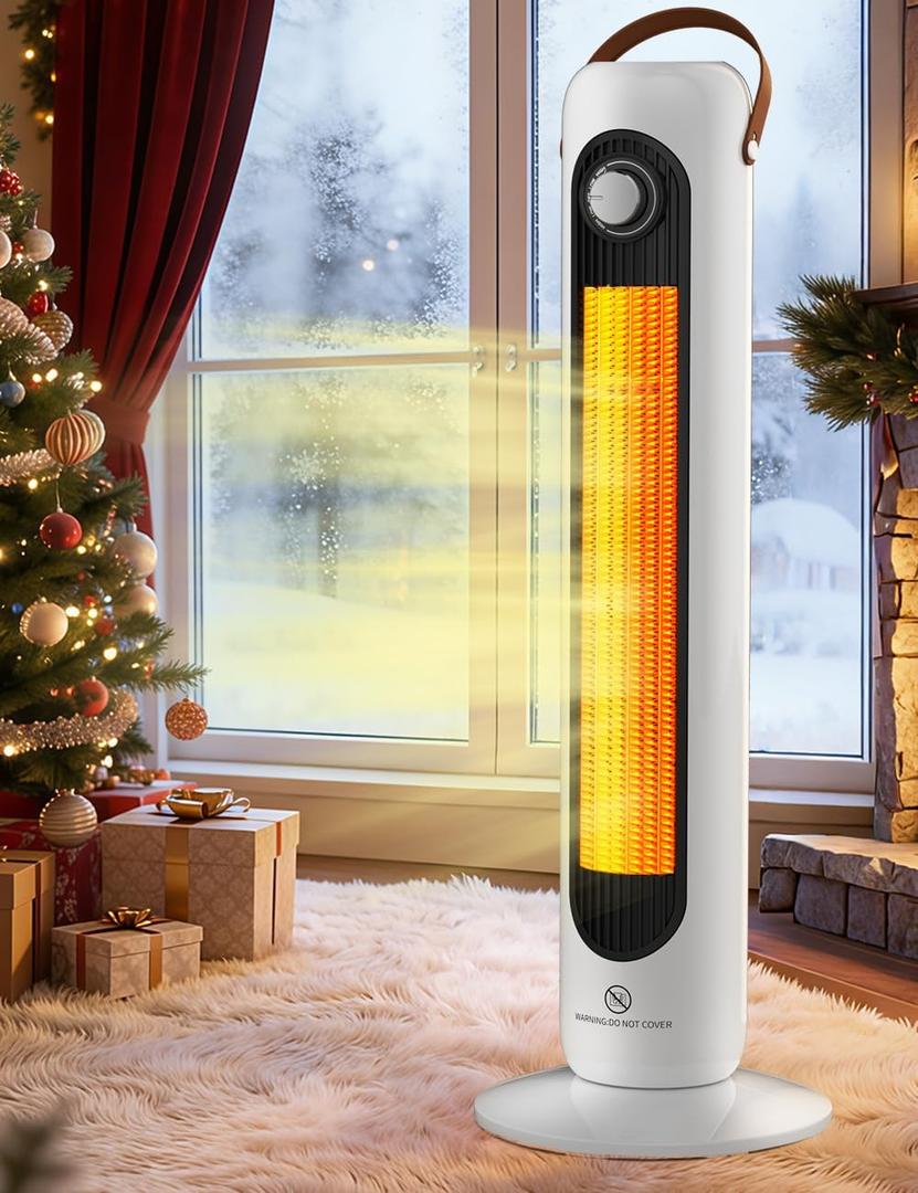 Patio Heaters for Outdoor Use w/4 Modes, Heating 350Sq.ft in 1S, 1500W PTC Ceramic Electric Heater, Overheating & Tip-Over Protection, 70 Oscillating Space Heaters for Indoor Use Large Room