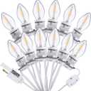 Meonum Accessory Cord with 12 LED Bulb, C7 Christmas Village Light Cord with Two Spare Fuse, Blow Mold String Lights with Switch, Xmas Decoration for Xmas Village Houses Salt Lamp