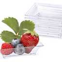 Kingrol 150 Count Plastic Dessert Plates, Mini Mini Mini Disposable Square Plates for Desserts, Appetizers, Sauces, Tastings