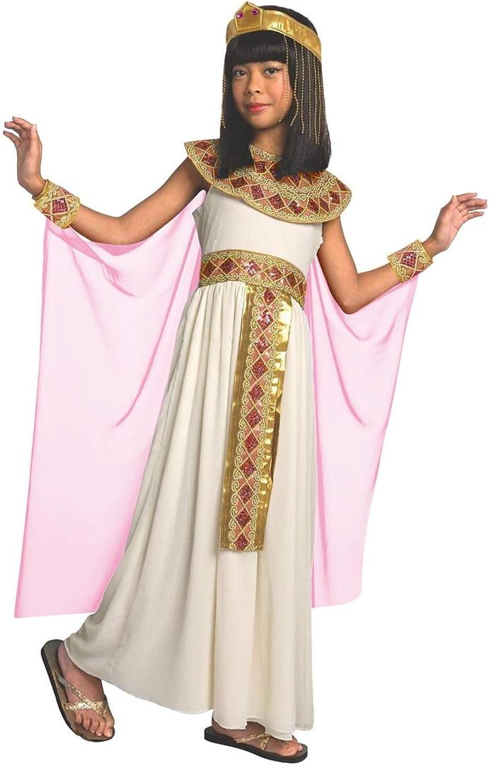 Morph Pink Cleopatra Costume for Girls, Egyptian Dress, Greek Goddess Outfit for Kids, Halloween Dress-Up (Small)