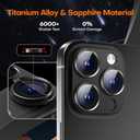 Camera Lens Protector for iPhone 16 Pro Max/16 Pro/iPhone 15 Pro Max/15 Pro/iPhone 14 Pro Max/14 Pro, Aluminum Alloy Sapphire Glass Camera Screen Cover, Case Friendly- Black Titanium