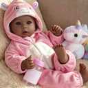 Aori 17 Inch Black Baby Dolls Realistic Black Doll with Light Weighted Soft Body & Pink Outfits for Girls 3+ | Pretend Play, Dress Up, Nursery Decor