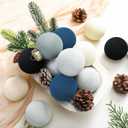 HyDren 16 Pcs Neutral Textured Christmas Ball Ornaments 2.4 Inch Vintage Christmas Tree Hanging Decor Plastic Matte Rustic Boho Ornaments with Loop for Xmas Holiday Farmhouse Decoration(Cold Colors)