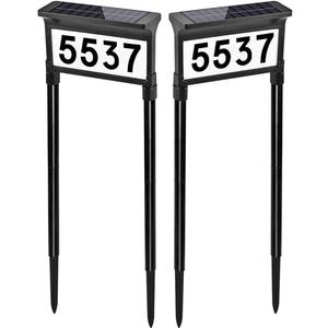 Lacasa Solar Address Signs for Yard, Dual-Sided Illumination Solar House Numbers for Outside, Waterproof Outdoor Solar Mailbox Number Plaque, 3-Color Modes, 1 Pack