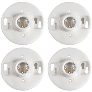 4 Pack Medium Base E26 Lamp Holder Socket Keyless Top Porcelain Light Bulb Socket for Installation on 3. 25 and 4 Junction Boxes Ceiling Light Fixture White Lampholder 660w 250v
