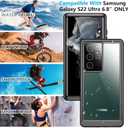 3 x Temdan for Samsung Galaxy S22 Ultra Case Waterproof, Built in Screen Protector 360 Full Body Heavy Duty Shockproof IP68 Waterproof Galaxy S22 Ultra Case for Samsung S22 Ultra 5G 6.8 inch Black