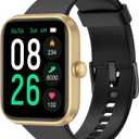 EURANS Smart Watch 45mm, AMOLED Fitness Watch with Heart Rate/Sleep Monitor Steps Calories Counter, IP68 Waterproof Activity Tracker Compatible with Android iOS, Black Gold