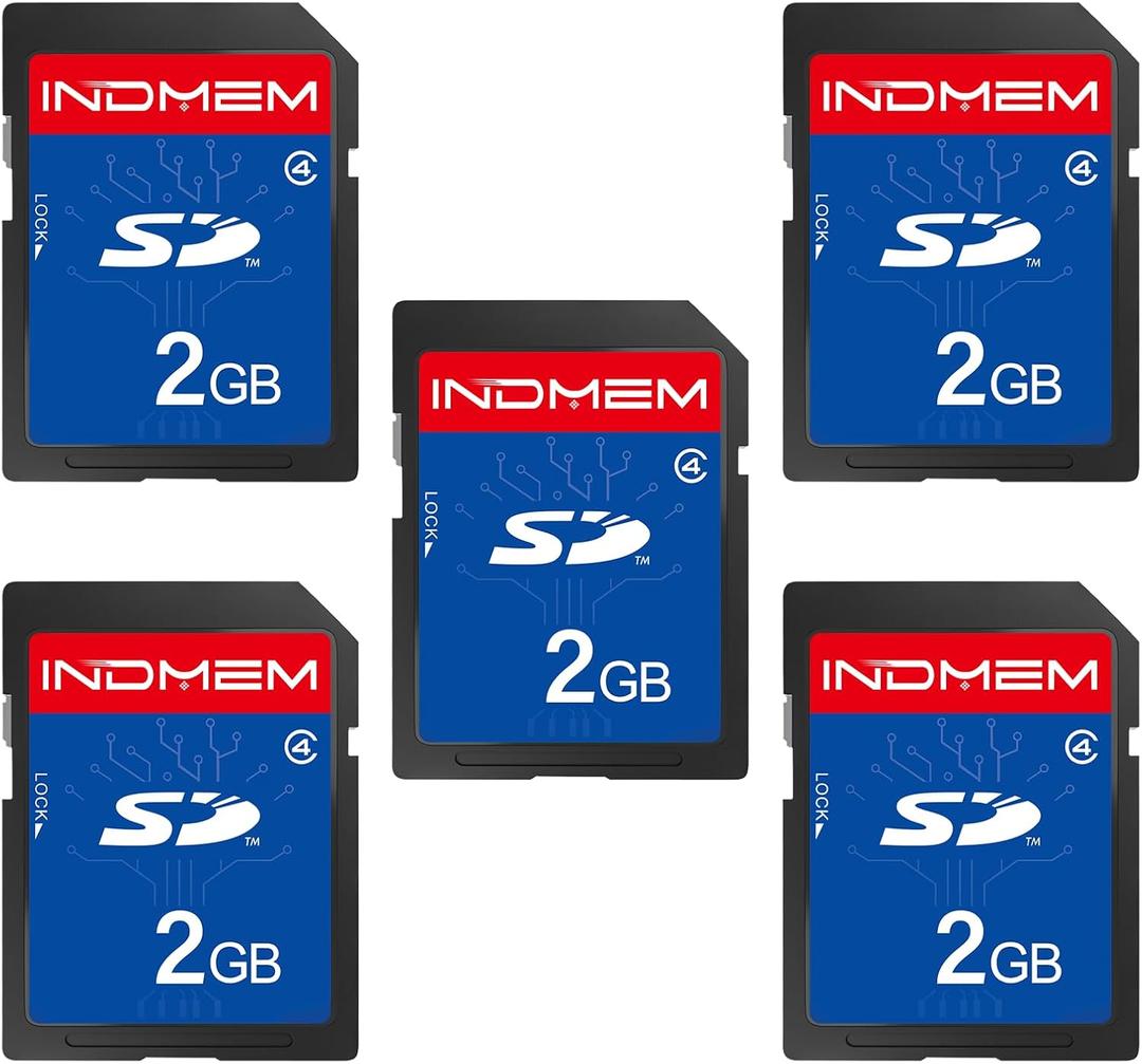 INDMEM 5 Pack SD Card 2GB Class 4 Flash Memory Card 2G SLC Stanard Secure Digital Cards