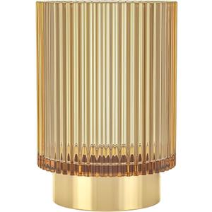 Makeup Brush Holder Organizer, Heavy Crystal Glass Brush Storage Holder, Vintage Cosmetic Make Up Bathroom Brushes Cup Pen Pencil Toothbrush Holder Striped Vase (Large (amber))