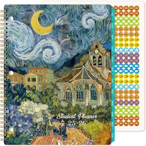 Student Planner 2025-2026 - School Planner 2025-2026, Weekly and Monthly for Academic Year, July 2025 - June 2026 with Tabs and Stickers, 9" x 11" - Oil Painting